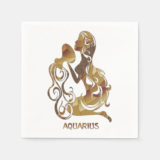 Aquarius Zodiac Paper Napkins (Front)