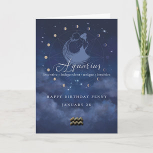 Aquarius Zodiac Personalized Birthday Card