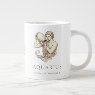 Aquarius Zodiac Personalized Name & Birth Date Giant Coffee Mug