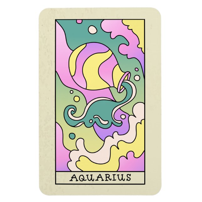 Aquarius Zodiac Sign Abstract Art Vintage  Magnet (Vertical)