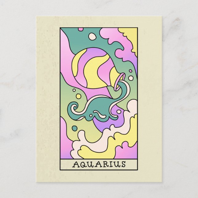 Aquarius Zodiac Sign Abstract Art Vintage Postcard (Front)