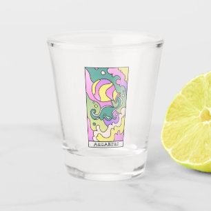 Aquarius Zodiac Sign Abstract Art Vintage  Shot Glass