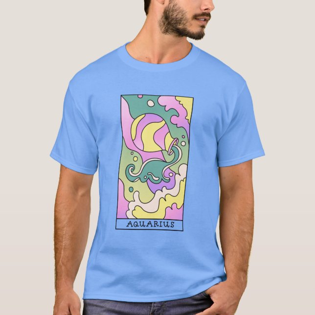 Aquarius Zodiac Sign Abstract Art Vintage  T-Shirt (Front)