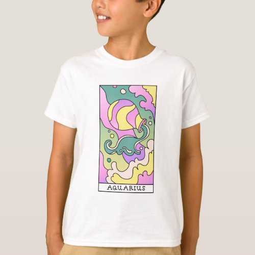 Aquarius Zodiac Sign Abstract Art Vintage T_Shirt