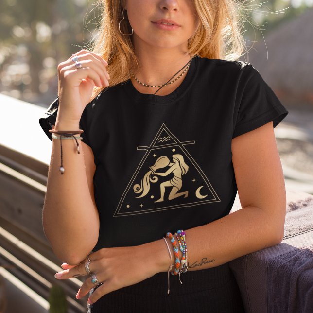 Aquarius Zodiac Sign Air Element in Gold T-Shirt (Creator Uploaded)