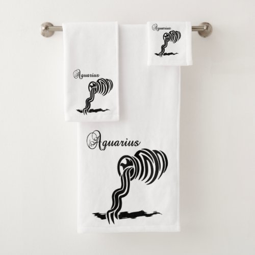 Aquarius Zodiac Sign and Symbol Bath Towel Set