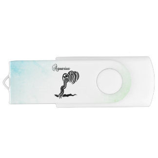 Aquarius Zodiac Sign and Symbol Blue Green Flash Drive