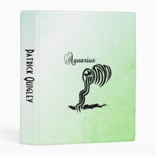Aquarius Zodiac Sign and Symbol Blue Green Mini Binder