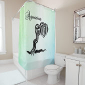 Aquarius Zodiac Sign and Symbol Blue Green Shower Curtain | Zazzle