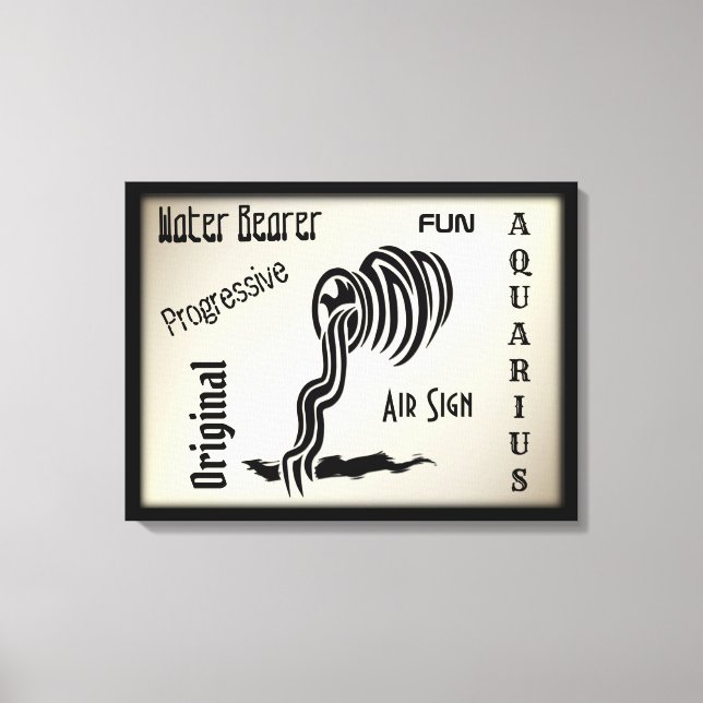 Aquarius Zodiac Sign and Symbol Framed (Front)