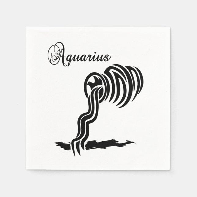 Aquarius Zodiac Sign and Symbol Napkins (Front)