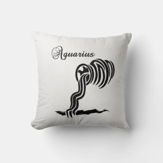 Aquarius Zodiac Sign and Symbol Throw Pillow