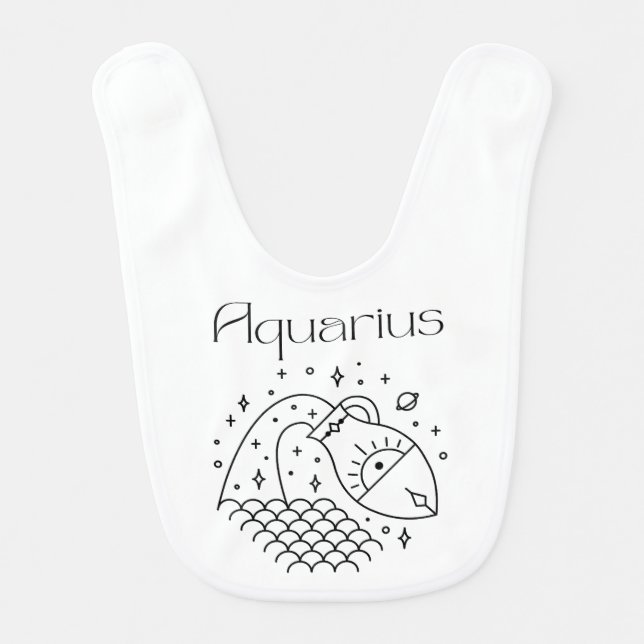 Aquarius Zodiac Sign Astrological Baby Bib (Front)