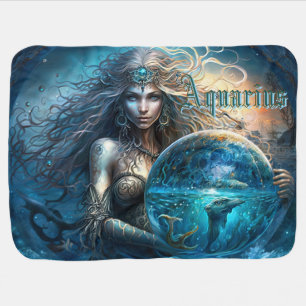 Aquarius Zodiac Sign Baby Blanket