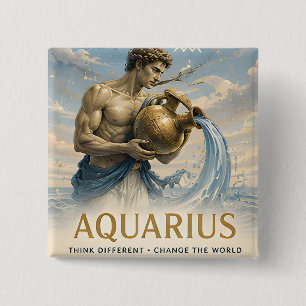 Aquarius Zodiac Sign Birthday Astrology Gift Button