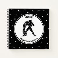 Aquarius Zodiac Sign, Black & White Notebook