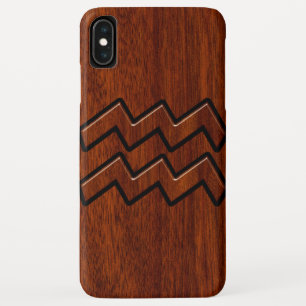 Aquarius Zodiac Sign Brown Mahogany Style iPhone XS Max Case