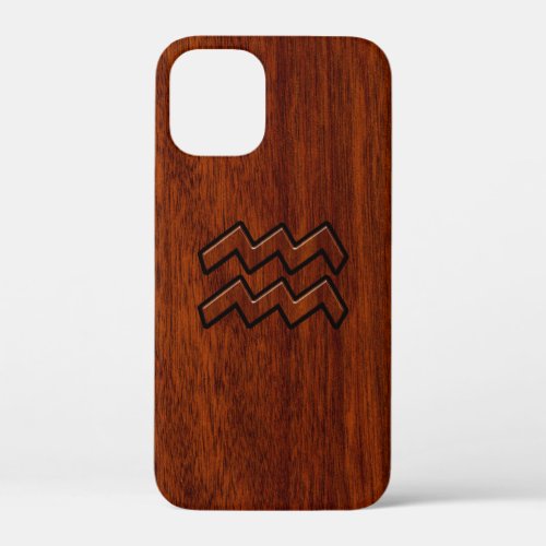 Aquarius Zodiac Sign Brown Mahogany Style iPhone 12 Mini Case