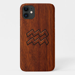 Aquarius Zodiac Sign Brown Mahogany Style iPhone 11 Case