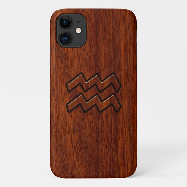 Aquarius Zodiac Sign Brown Mahogany Style Case-Mate iPhone Case (Back)