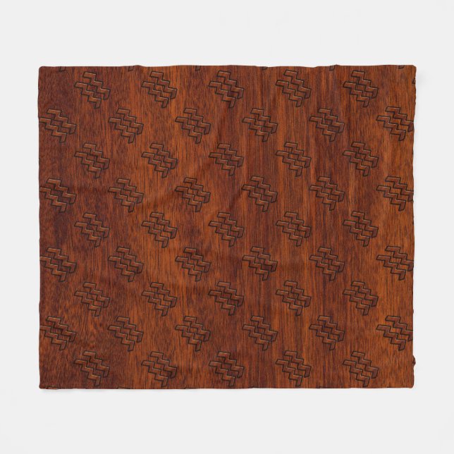 Aquarius Zodiac Sign Brown Mahogany Style Fleece Blanket (Front (Horizontal))