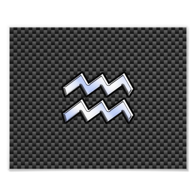 Aquarius Zodiac Sign Carbon Fiber Style (Front)