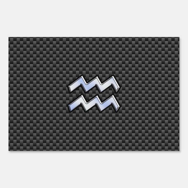 Aquarius Zodiac Sign Carbon Fiber Style (Front)