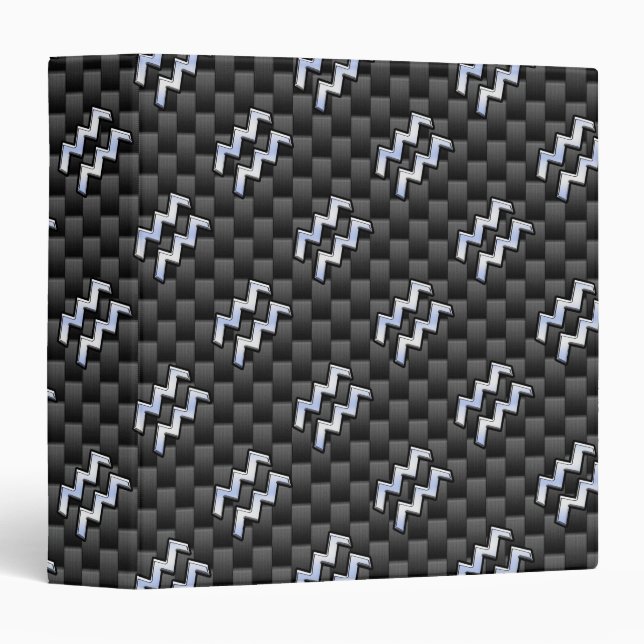 Aquarius Zodiac Sign Carbon Fiber Style Binder (Front/Spine)
