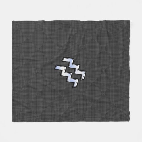 Aquarius Zodiac Sign Carbon Fiber Style Fleece Blanket