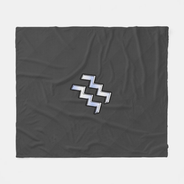 Aquarius Zodiac Sign Carbon Fiber Style Fleece Blanket (Front (Horizontal))