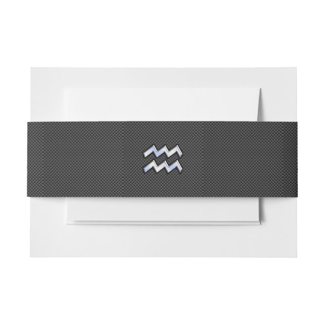 Aquarius Zodiac Sign Carbon Fiber Style Invitation Belly Band (Front Example)