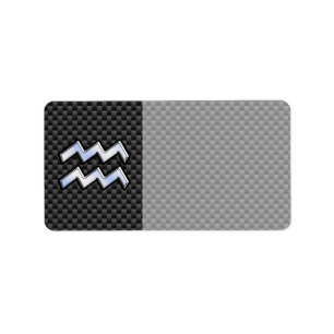Aquarius Zodiac Sign Carbon Fiber Style Label