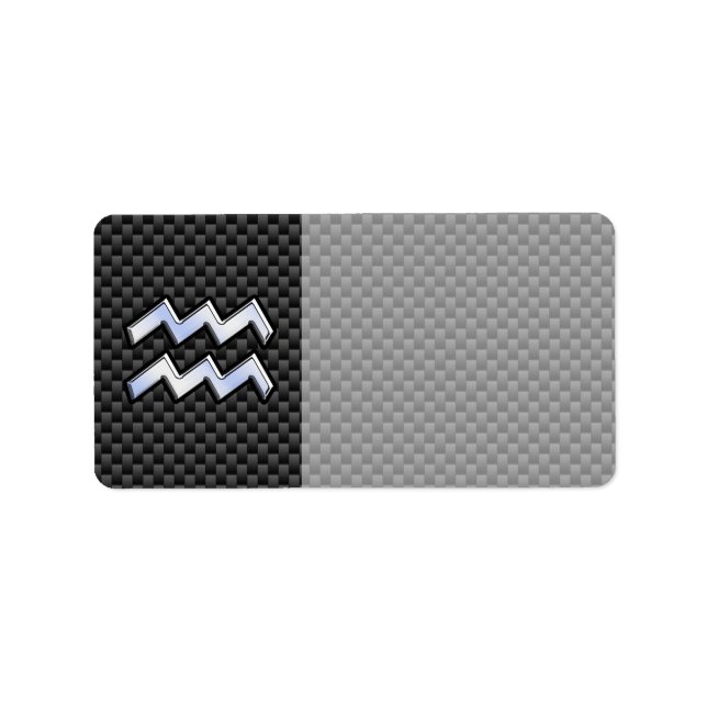 Aquarius Zodiac Sign Carbon Fiber Style Label (Front)