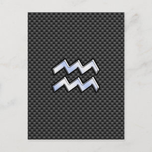 Aquarius Zodiac Sign Carbon Fiber Style Postcard