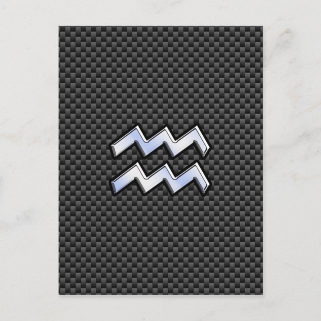 Aquarius Zodiac Sign Carbon Fiber Style Postcard (Front)
