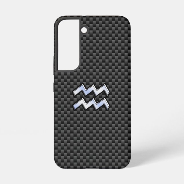 Aquarius Zodiac Sign Carbon Fiber Style Samsung Galaxy Case (Back)