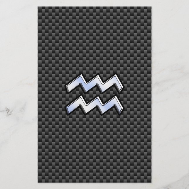 Aquarius Zodiac Sign Carbon Fiber Style Stationery (Front)
