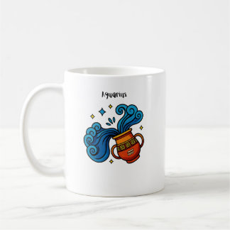 Aquarius Zodiac Sign Cartoon Illustration Coffee Mug