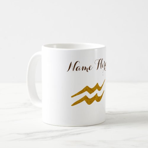 Aquarius Zodiac Sign Custom Name Coffee Mug