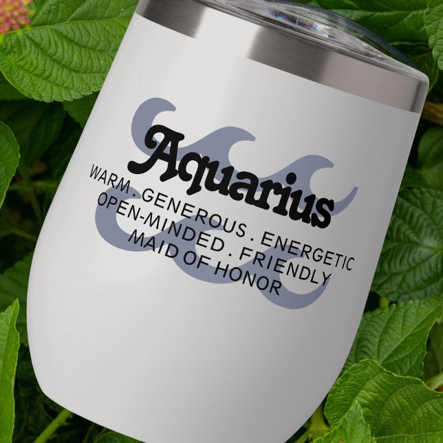 Aquarius Zodiac Sign Custom Traits Thermal Wine Tumbler (Creator Uploaded)