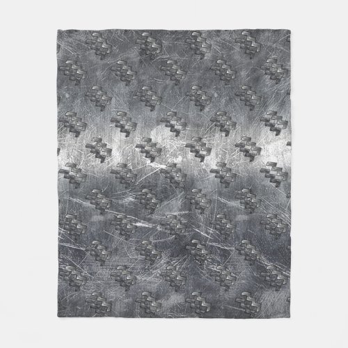 Aquarius Zodiac Sign Distressed Silver Steel Fleece Blanket