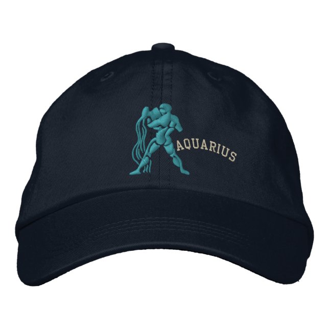 Aquarius Zodiac Sign Embroidery Jan 20 - Feb 18 Embroidered Baseball Cap (Front)