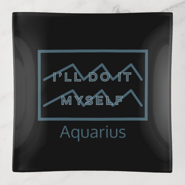 Aquarius Zodiac Sign Fun Quote Modern Trinket Tray (Front)