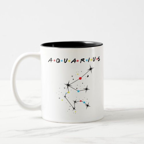 Aquarius Zodiac Sign in Friends Font Two_Tone Coffee Mug
