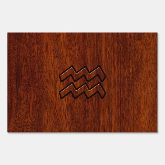 Aquarius Zodiac Sign Mahogany Style (Front)