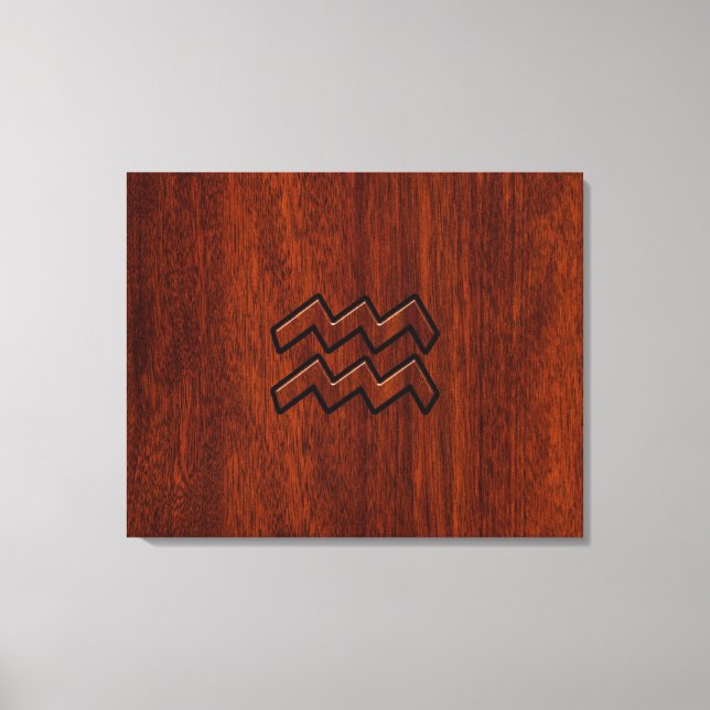 Aquarius Zodiac Sign Mahogany Style (Front)