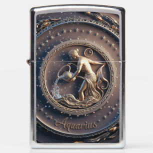 Aquarius Zodiac Sign Metal Emblem #1 Zippo Lighter