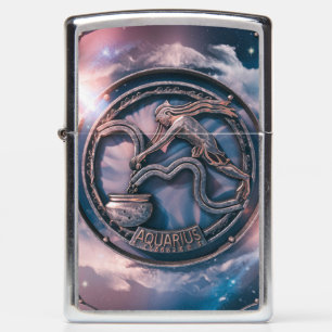 Aquarius Zodiac Sign Metal Emblem #3 Zippo Lighter