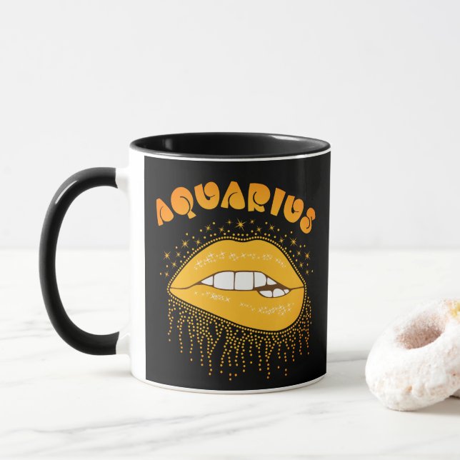 Aquarius Zodiac Sign  Mug (With Donut)