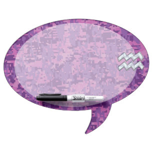 Aquarius Zodiac Sign on fuchsia digital camouflage Dry Erase Board